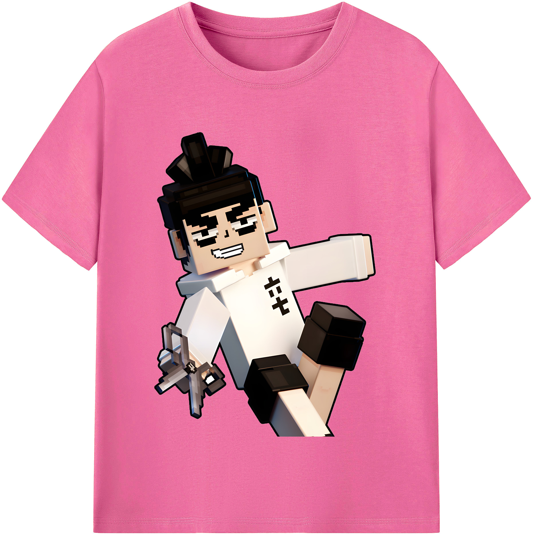 （画像用） マインクラフト ブロックの世界 Minecraft MC Block world レディースカジュアルプリントTシャツ（綿100％）